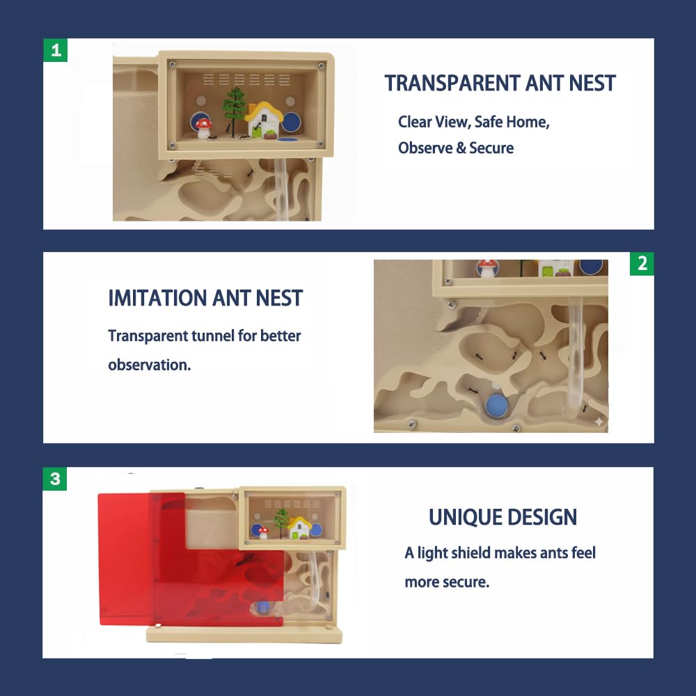 Sand Ant Farm Castle for Kids,Live Ant Habitat Kit with Nutrient Sand - Interactive Ant Colony Observation Terrarium STEM Educational Science Kit