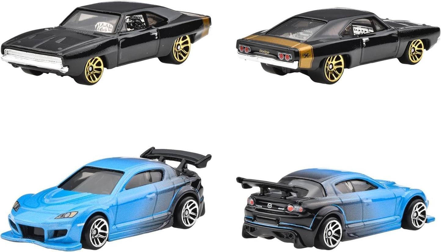 Hot Wheels HVX27 Fast and Furious 10 Car Pack Vehicle Toy Mini Car 3 Years Old and Multi