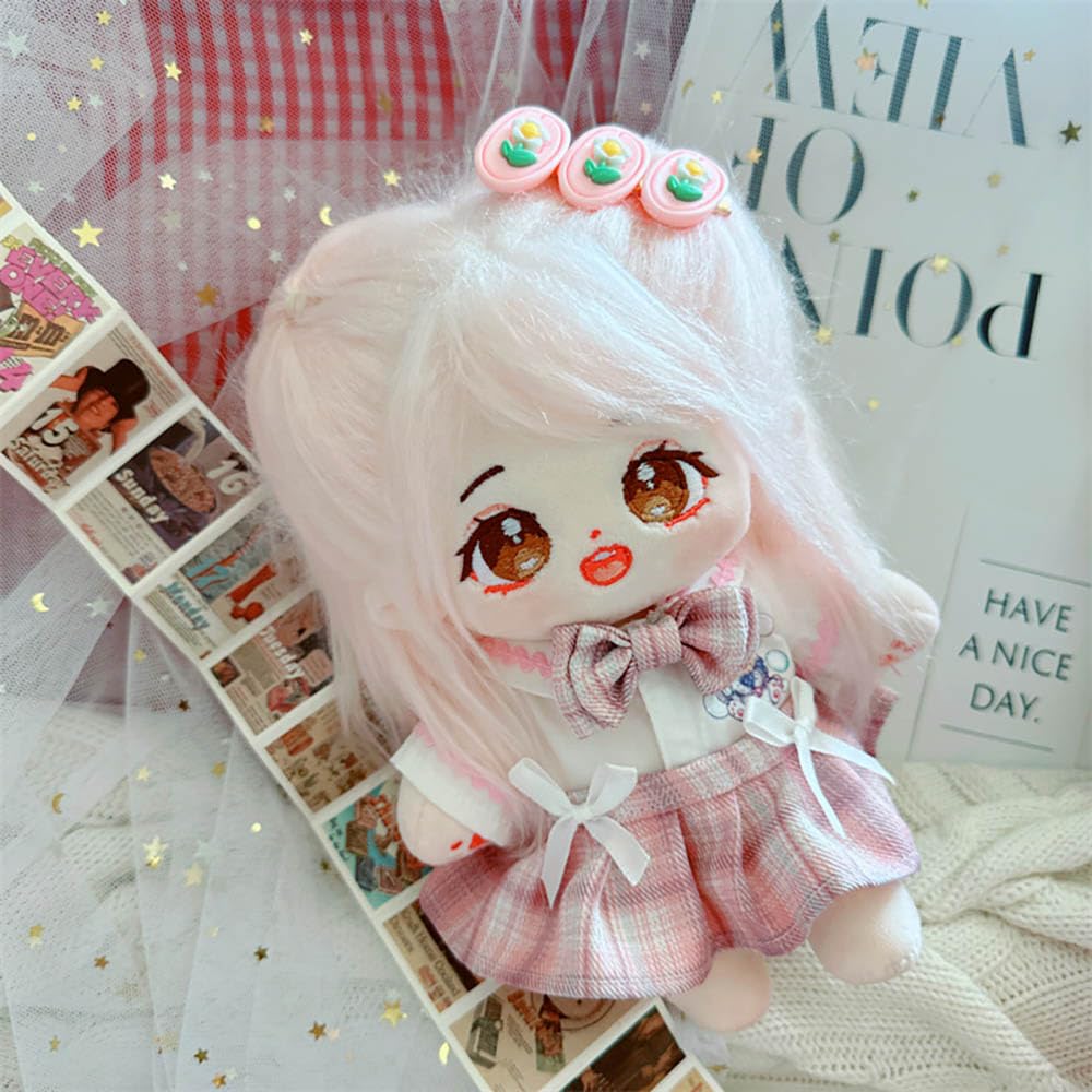 niannyyhouse 20cm Plush Doll Clothes Hairpin Shirt Skirt Jk Uniform Set 8in Soft Stuffed Plush Toy Dress Up Accessories (Pink)