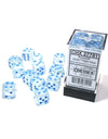Chessex Borealis 16mm d6 Icicle/Light Blue Luminary Dice Block (12 dice) (27781)