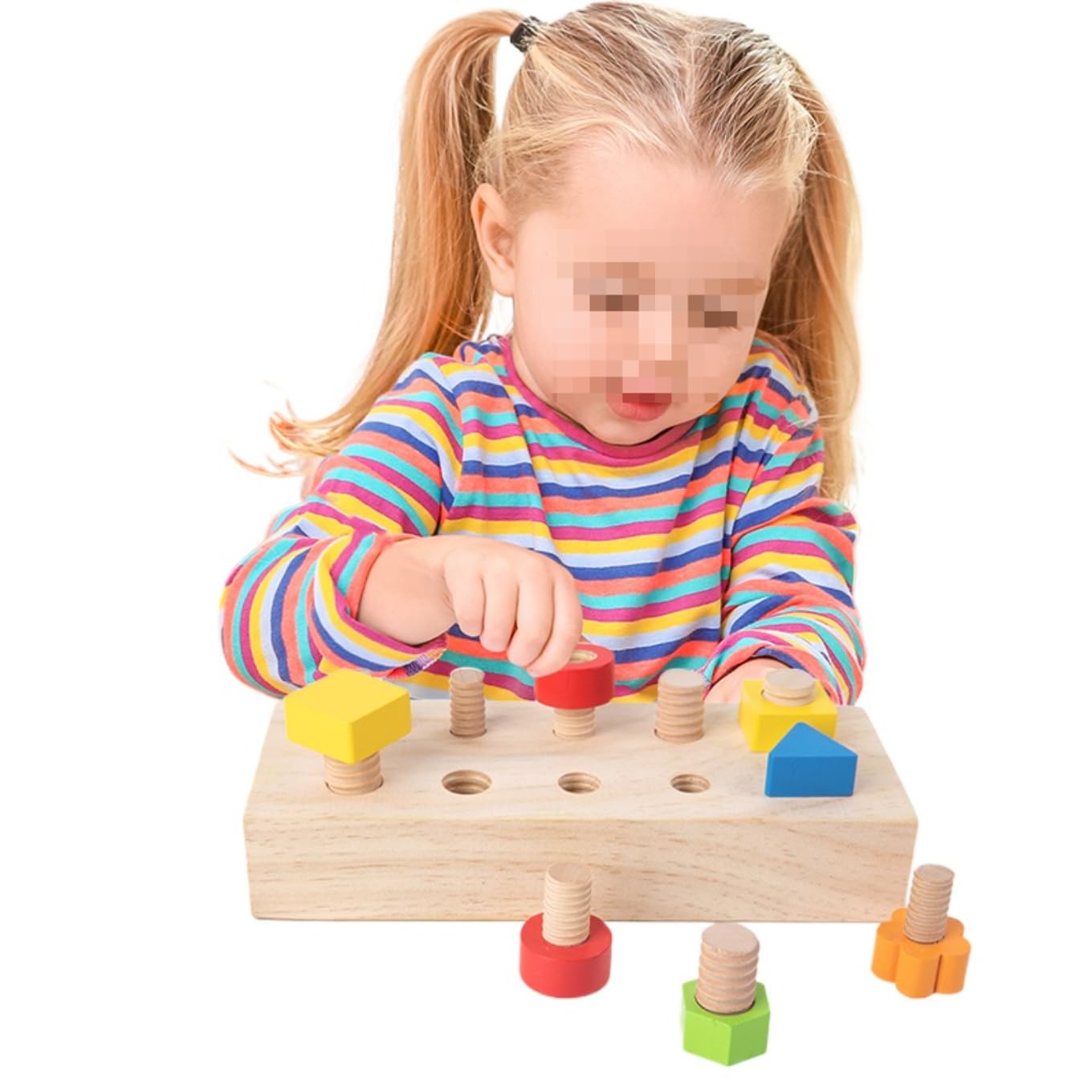 Gudong Children Nut Bolts Education Toys Montessori Color Shape Wooden Sensory Toy Kids Fine Motor Skill Screw Board Matching Cognition Game