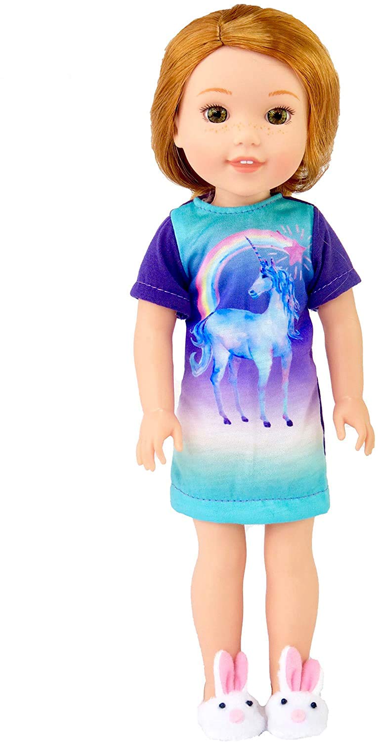 American Fashion World Unicorn Nightgown Pajamas for 14-Inch Dolls | Premium Quality & Trendy Design