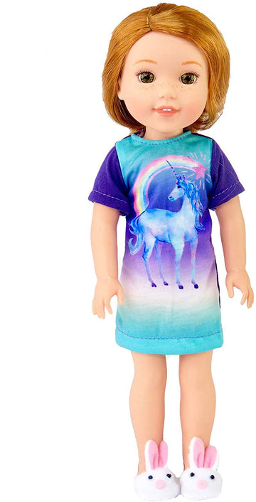 American Fashion World Unicorn Nightgown Pajamas for 14-Inch Dolls | Premium Quality & Trendy Design