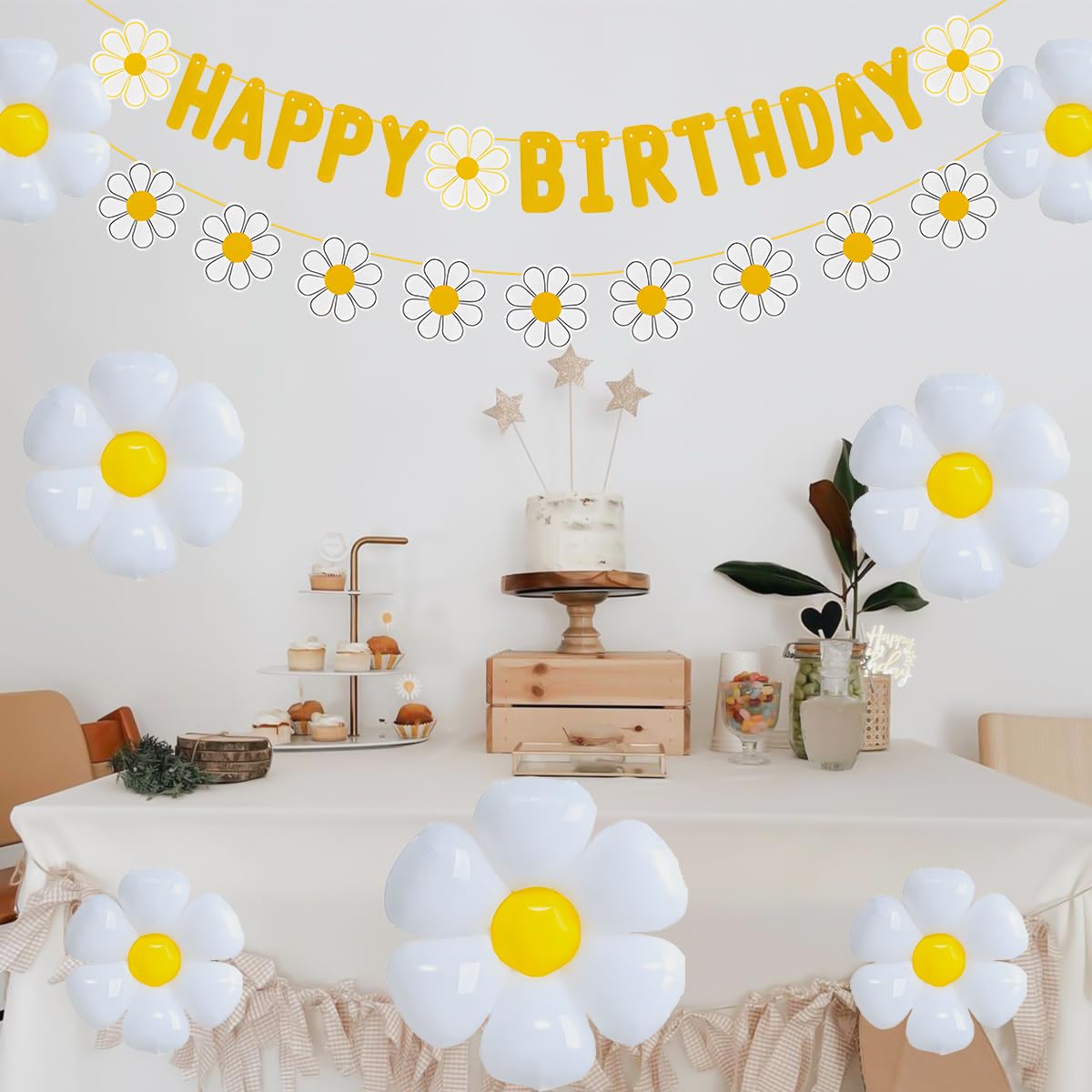 32pcs Daisy Flower Birthday Banner Balloons Decoration,Daisy Party Decorations?Daisys Flower Girls Boys Birthday Party Supplies
