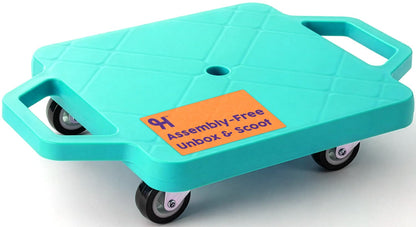 Hurtle Scooter Board for Kids with Safety Handles - Heavy Duty Gym Floor Scooter with 360° Wheels for PE, Indoor Active & Sensory Play - Supports 200
