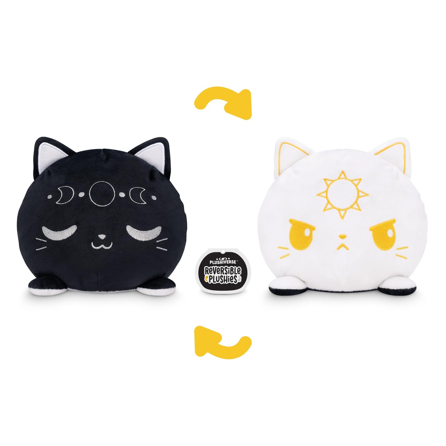 TeeTurtle Reversible 6" Cat Plushie - Celestial Sun and Moon - Cute Kawaii Soft Stuffed Animal