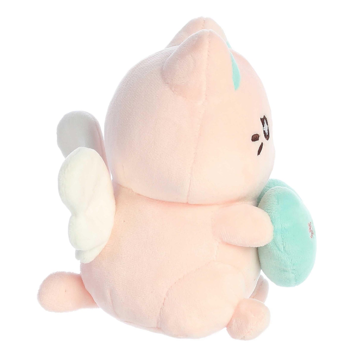 Aurora Enchanting Tasty Peach Candy Heart Sitting Meowchi Stuffed Animal - Bright & Colorful Design - Showpiece Plush - Pink 7 Inches