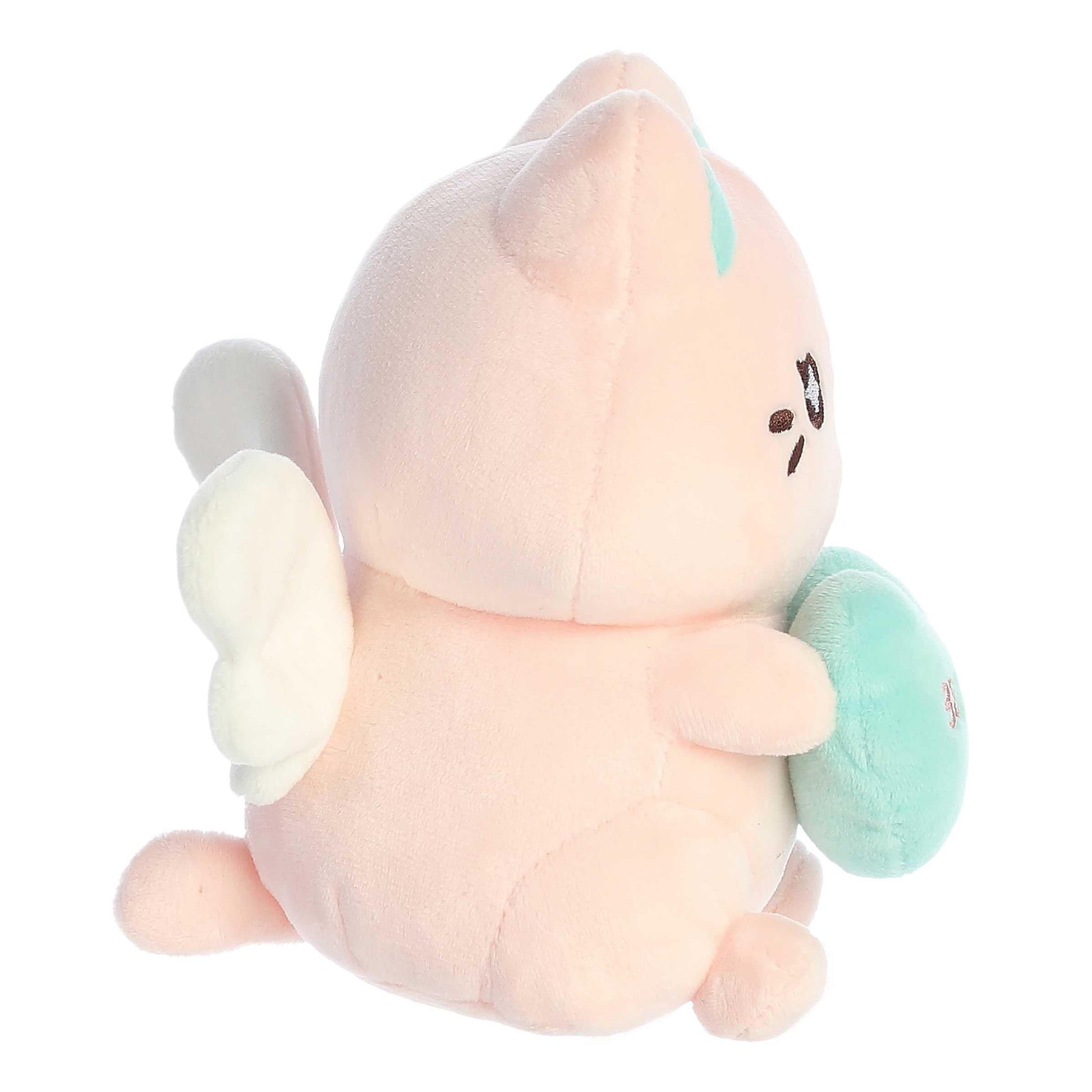 Aurora Enchanting Tasty Peach Candy Heart Sitting Meowchi Stuffed Animal - Bright & Colorful Design - Showpiece Plush - Pink 7 Inches