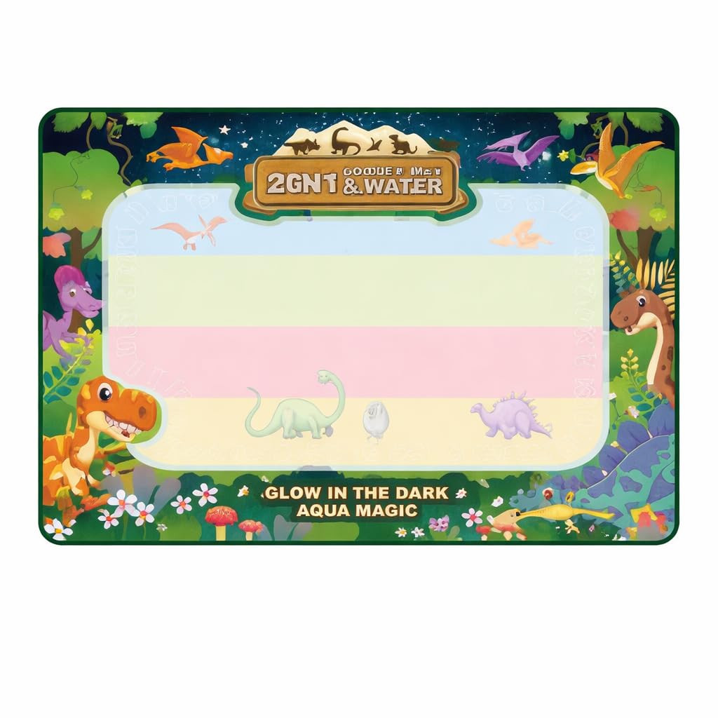 Happi Hoomin Water Doodle Mat for Kids - Mess Free Reusable Drawing & Writing Board, Neon Aqua Magic Coloring Mat, Educational Preschool Learning Toy