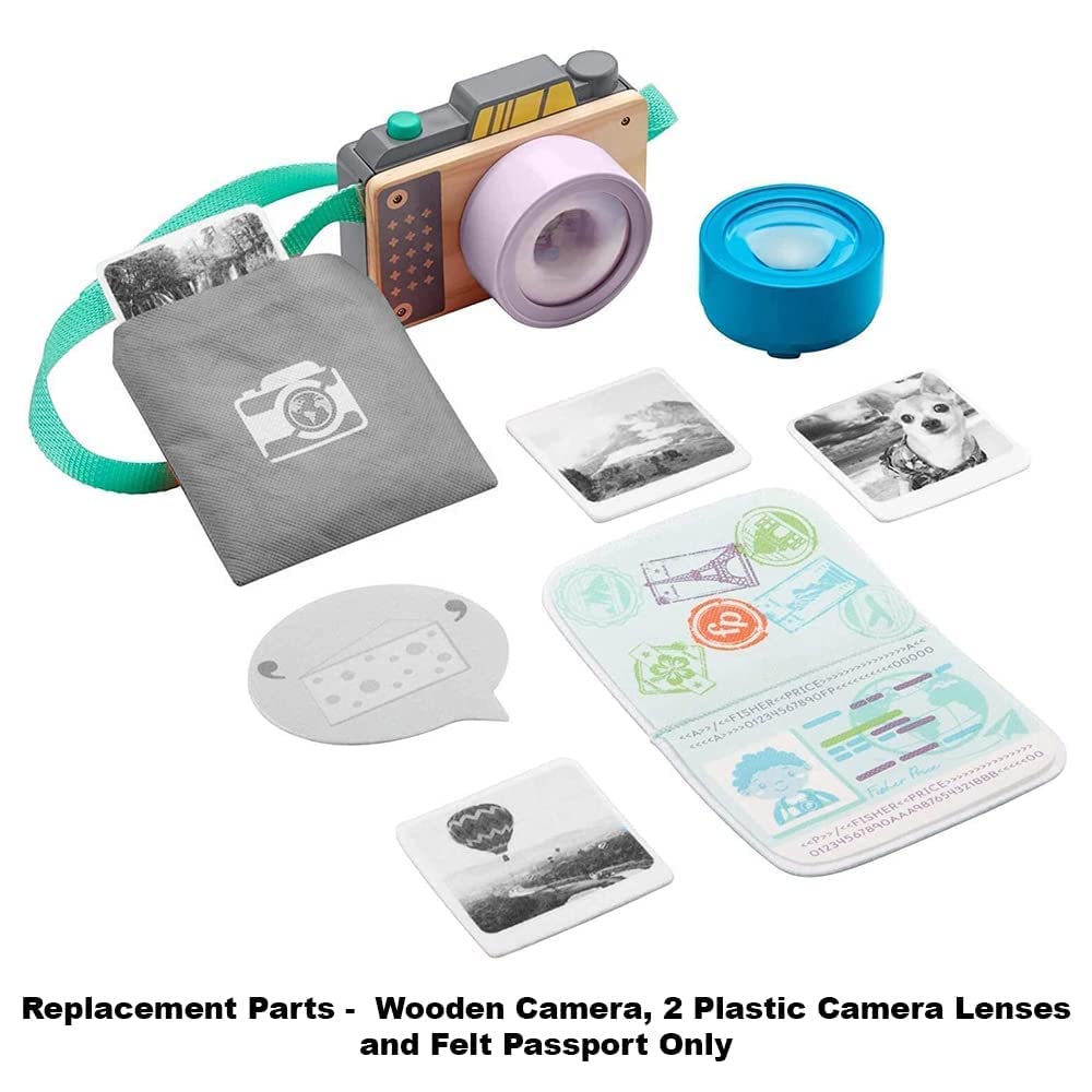 Replacement Parts for Fisher-Price Click-Away Camera Playset - GMN40 ~ Replacement Bag Includes Wooden Camera, 2 Plastic Camera Lenses and Felt