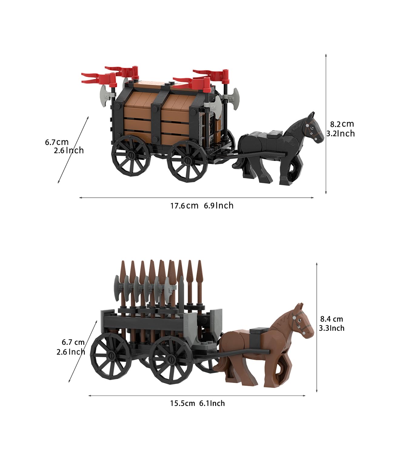 Koowants Medieval Ancient Castle Carriage Building Blocks,Ancient Military Weapons Chariot Building Bricks,Medieval Castle Building Set,MOC Medieval