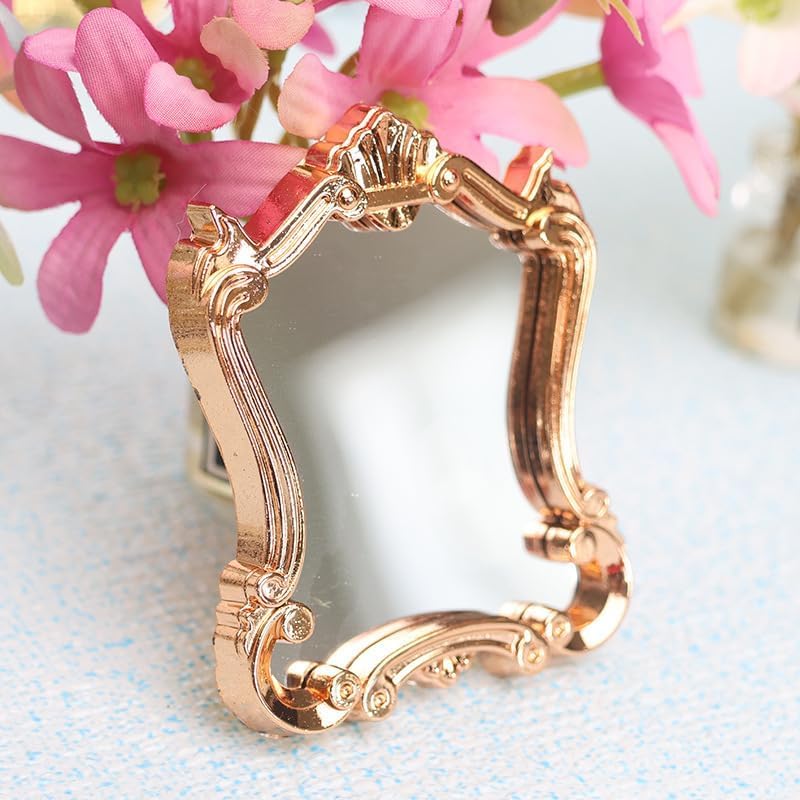 Miniature Wall Mirror, 1:12 Scale, Antique Accent Piece Design Mirrored Frame, Decorative Fashion Mirrors