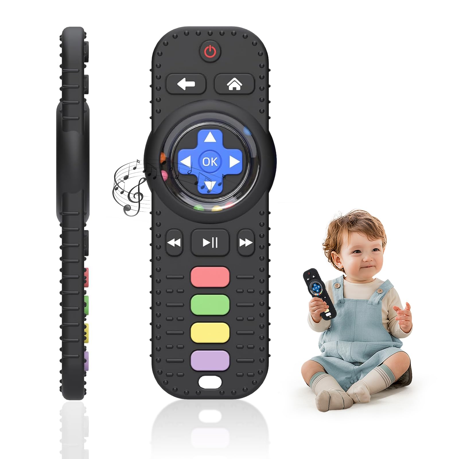 MISSLILI Teething Toy for Babies 3-6-12 Months, Silicone Baby Rattles Teether, Teething Relief Infant Toddles TV Remote Control Teether for 0-24
