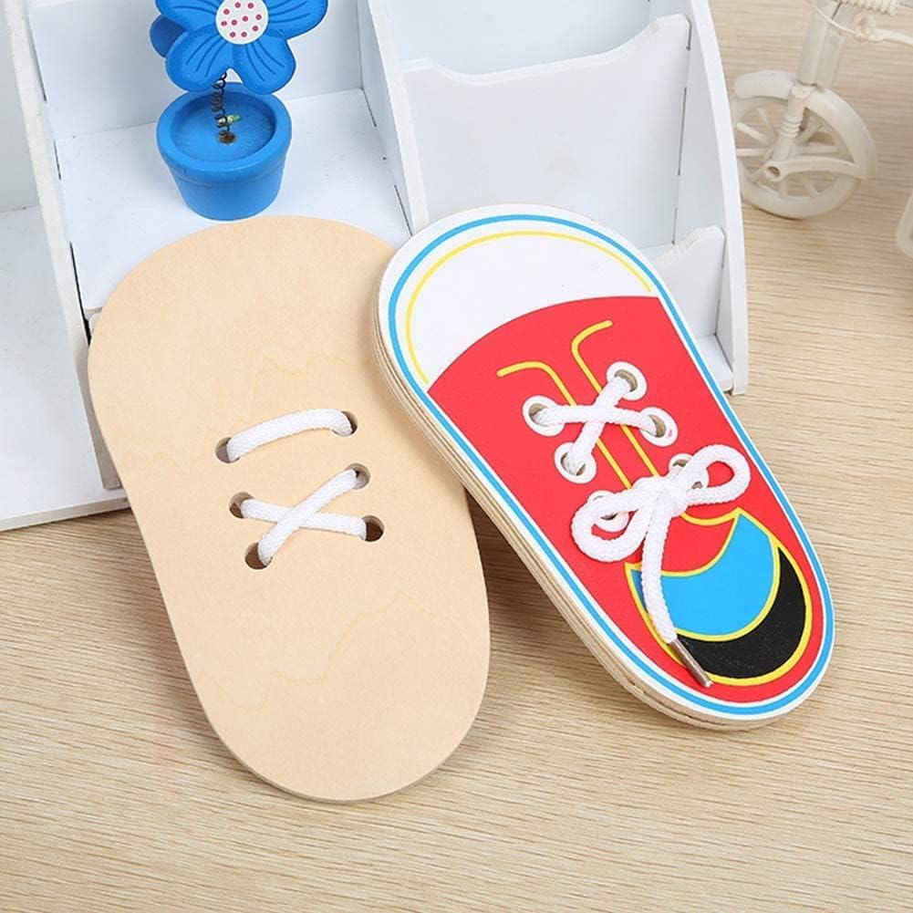 Calsgkspray 2Pcs Red Shoes Learning Toy Kits,Learn to Tie Your Own for Kids Practical Learning Toys for Young Children Training Board Kids Toddler