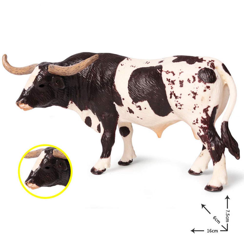 FLORMOON Animal Figures Realistic Texas Longhorn Bull Plastic Early Educational Toys Cupcake Topper Party Gift for Kids 3+ Year Old(Male)