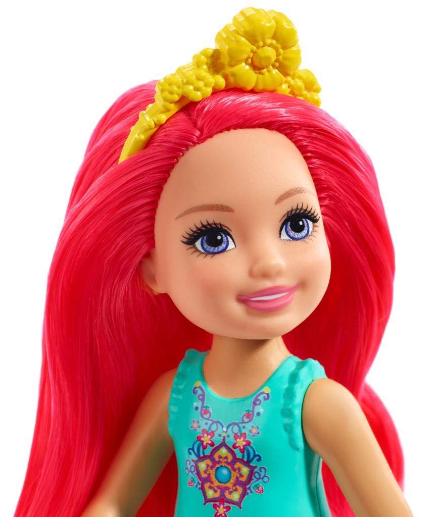 Barbie Dreamtopia Chelsea Sprite Doll, 7-inch, with Pink Hair Wearing Fashion and Accessories, Multi (GJJ97)