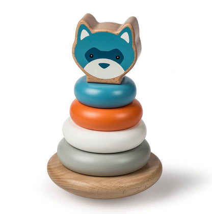 Mary Meyer Leika Wooden Toys Stacking Rings Montessori Toys for 24+ Months Old Toddler Preschool Gifts, 4.25 x 7-Inches, Raccoon & Fox