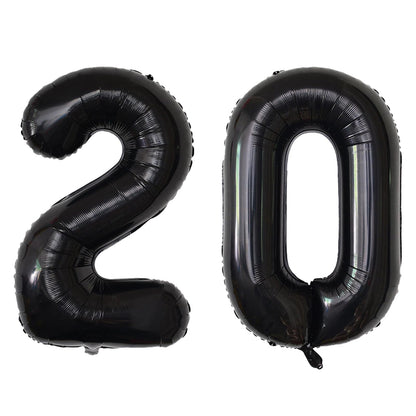Number Balloons Black Party Balloon - Giant Number 20 Balloon, 40 Inch Large Balloon for 20th Birthday Decorations, Black Party Supplies for Men Women