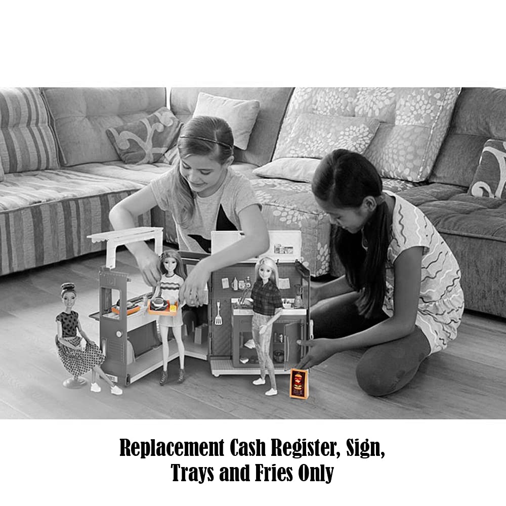 Replacement Parts for Fresh 'n Fun Food Truck Barbie Doll Playset - GMW07 ~ Replacement Cash Register, Sign, Trays and Fries