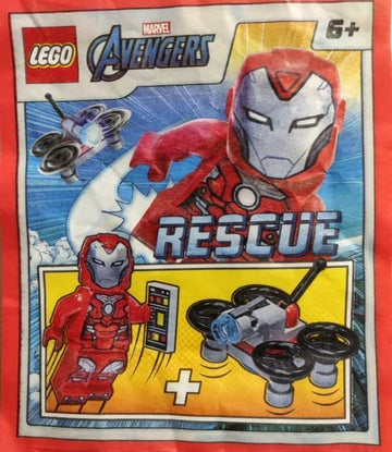 LEGO Marvel Super Heroes: Avengers: Iron Rescue Minifigure (Pepper Potts) in Red Armor with Drone