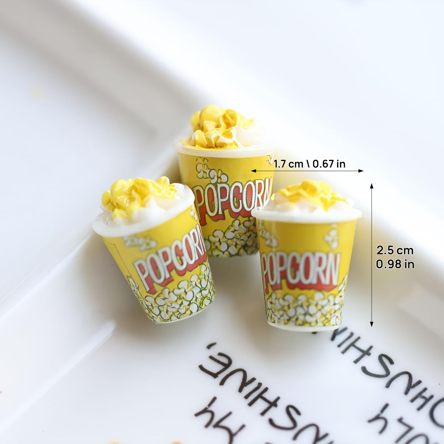 Realistic Miniature Popcorn Buckets: 10pcs, Resin Food Prop for Dollhouse Kitchen & Movie Scenes