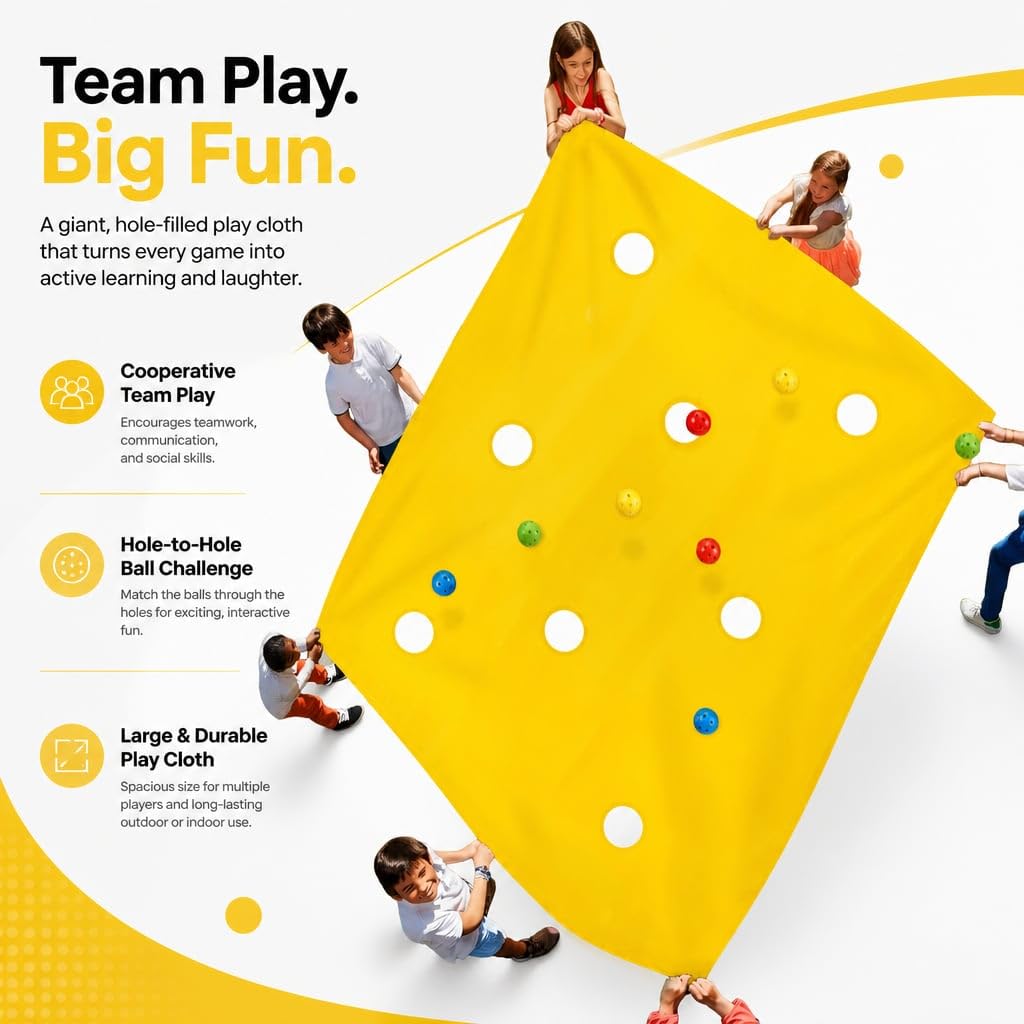 Sonyabecca Yellow Hole Tarp Team Building Games 85 x 57 Inch