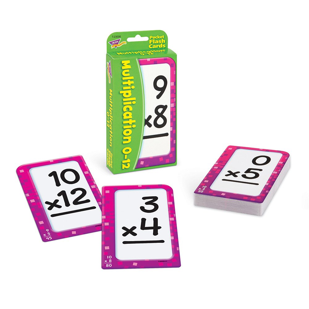Trend Enterprises: Multiplication 0-12 Pocket Flash Cards, Great for Skill Building and Test Prep, 56 Self-Checking Cards Included, Master 104