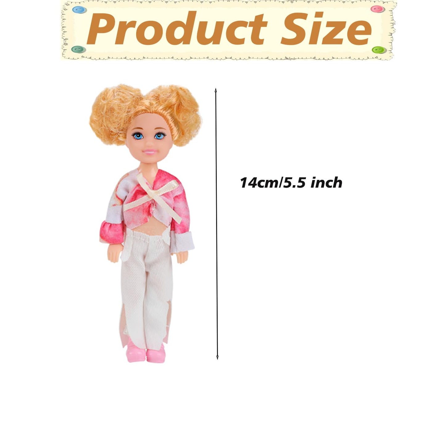 12Pcs 14cm/5.5 Inch Mini Dolls with Doll Clothes and Shoes Party Grown Outfits Doll Accessories for Kids Birthday Gifts
