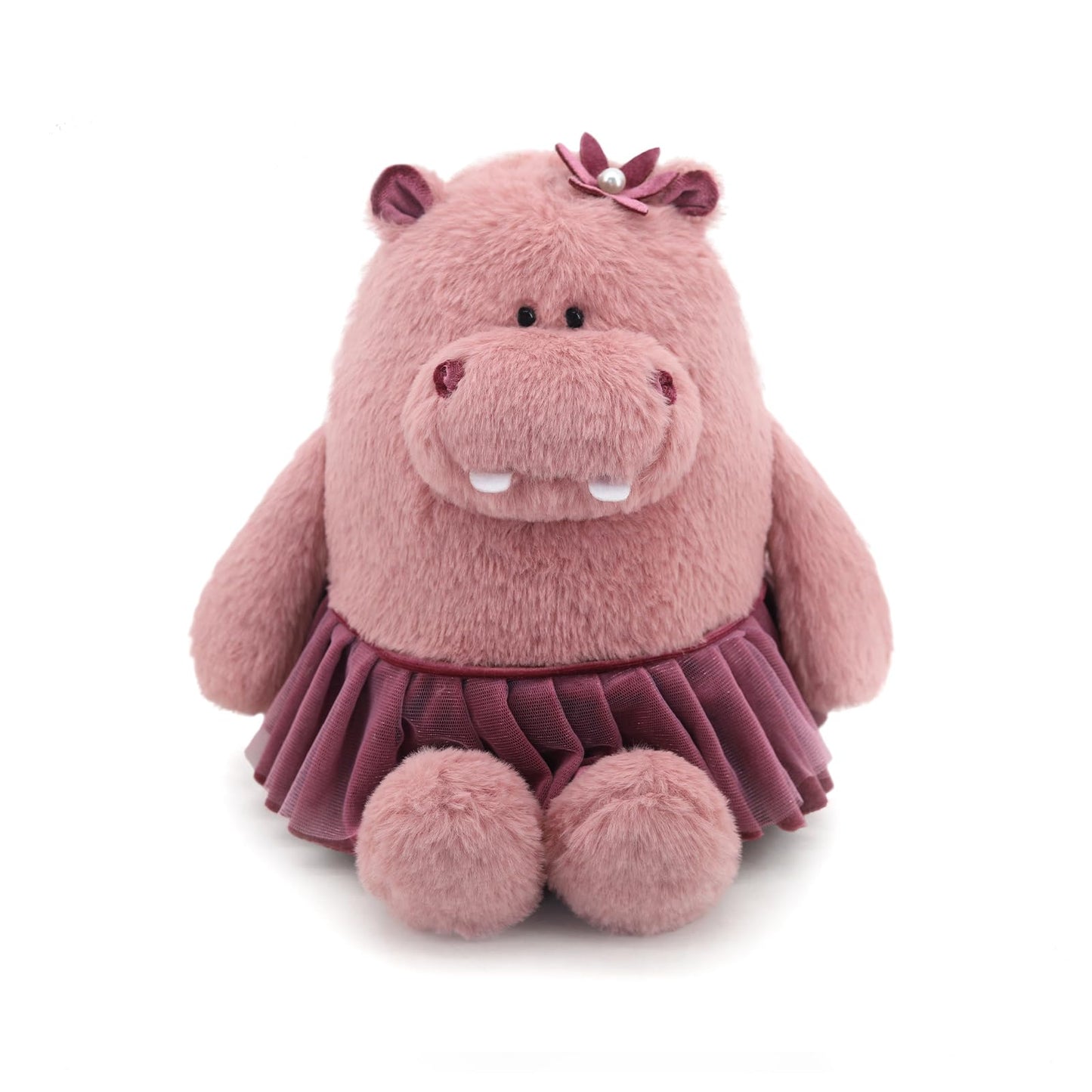 JamieCare 10.5" Donkey Exquisitely Designed Pink Hippo Plush Toy,Adorned with a Sparkling Tulle Skirt, an Irresistibly Cute Decor Piece for Bedrooms