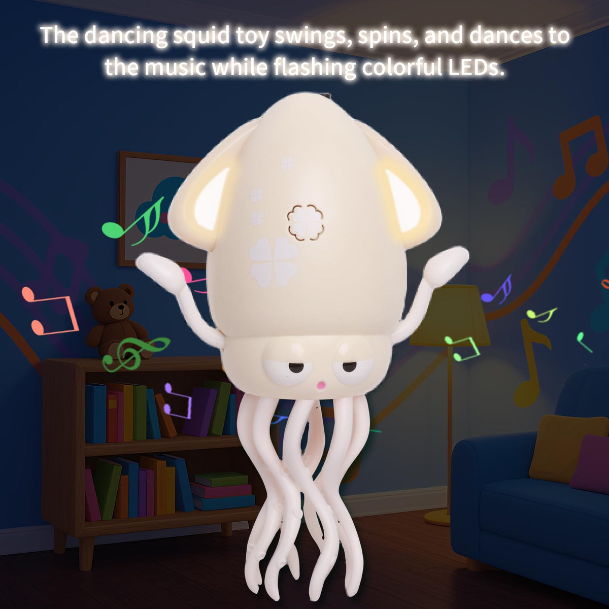 DYALE Dancing Squid Baby Toy, Dancing Music Squid Baby Toys for Ages 3 and Up for Kids,Beige