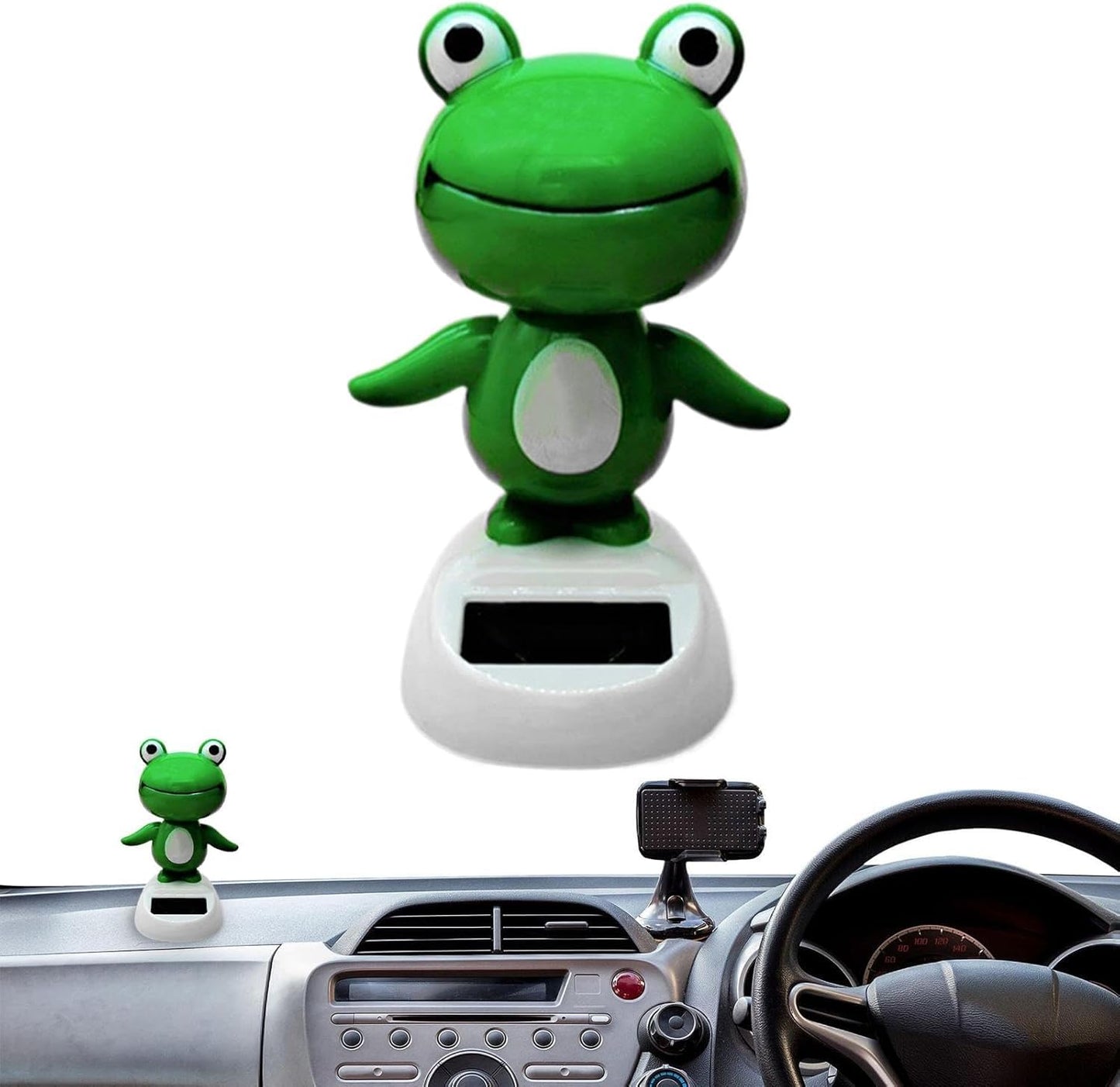 Jizlan Green Solar Bobblehead - Long-Lasting Frog Bobble Dancer Toy, Decorative Solar Energy Figurine | Eco Friendly Solar Dashboard Shaking Toy