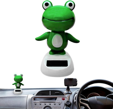 Jizlan Green Solar Bobblehead - Long-Lasting Frog Bobble Dancer Toy, Decorative Solar Energy Figurine | Eco Friendly Solar Dashboard Shaking Toy