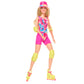 Barbie The Movie Margot Robbie - Skating Doll with Neon Outfit, Retro Gymnastics Suit, Pink Biker Shorts, Sun Shield, Neon Green Hoop Earrings