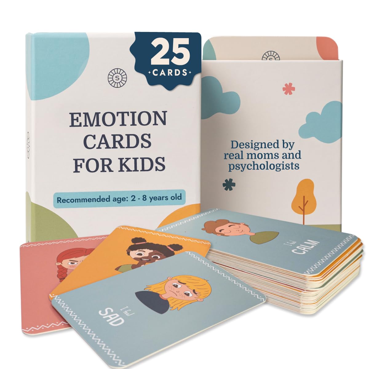 Samma Sati Emotion Flashcards for Toddlers, 25 Feelings Cards, Ages 2-8