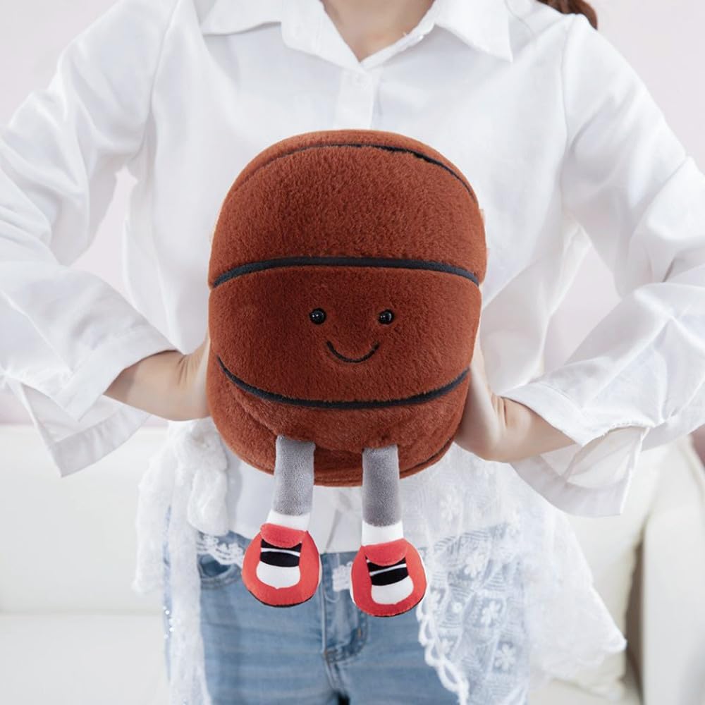Basketball PlushToys,9.8" Soft Stuffed Sports Balls Toys Cute Fun Plush Ball Creative with feet Soccer Doll,Plush Stuffed Spherical Soft Toys Small