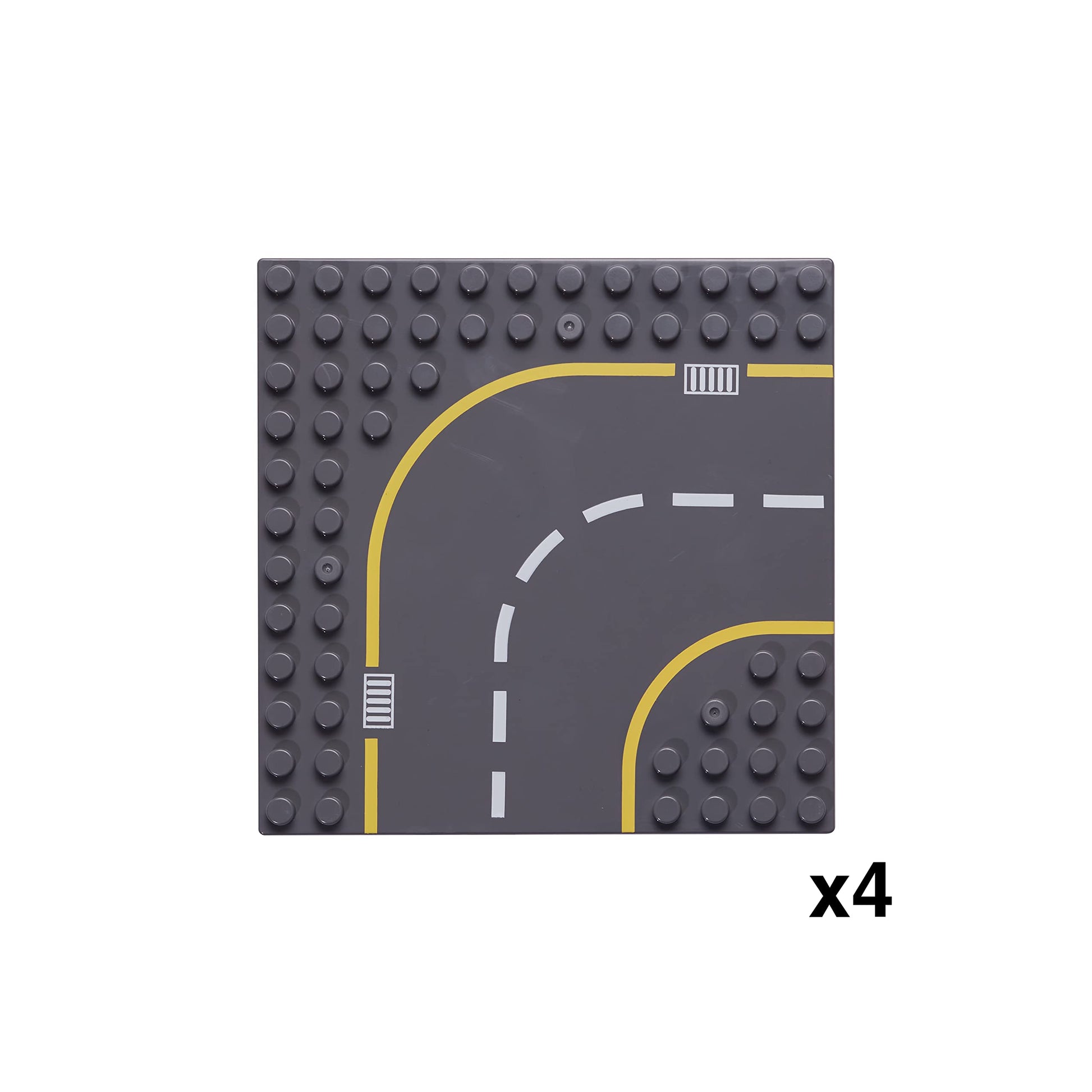 Apostrophe Games Building Block Road Base Plates Compatible with Large Bricks - 8Pcs Straight and Curved Road Construction Blocks - 7.5 x 7.5 Inch