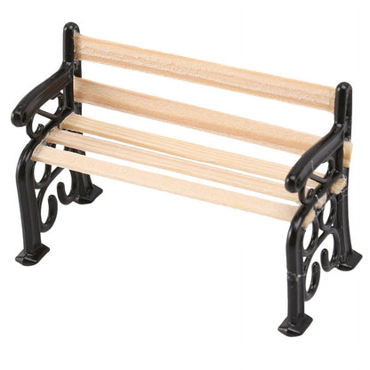 Black 1/24 Miniature Park Bench Dollhouse Decoration Accessories Miniature Dollhouse Miniature Park Bench Scale Accessories(1.9x0.9x1.3 inch)