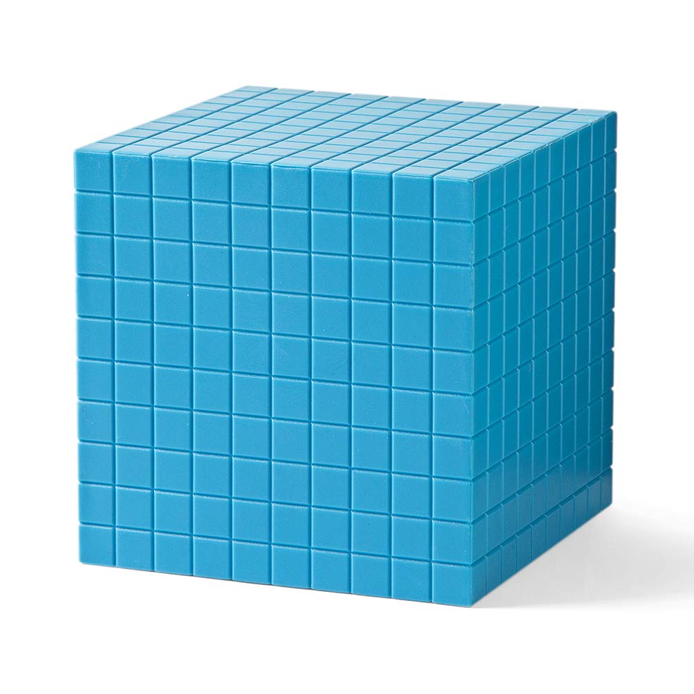 hand2mind Blue Plastic Base Ten Blocks Cube, Place Value Blocks, Counting Cubes for Kids Math, Base Ten Blocks Classroom Set, Math Blocks