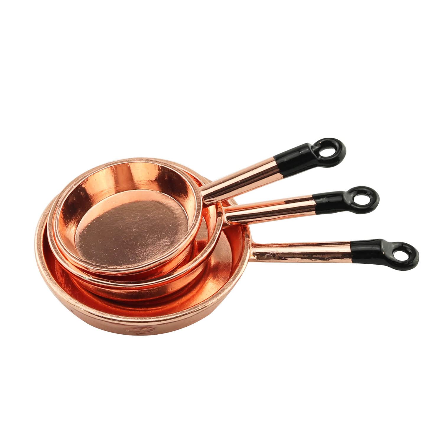 TAODAN Dollhouse Kitchen Cookware 1/12 Scale Miniatures Metal Frying Pans, Kettle, Copper Pots with Lids for Dollhouse Kitchen Accessories Christmas