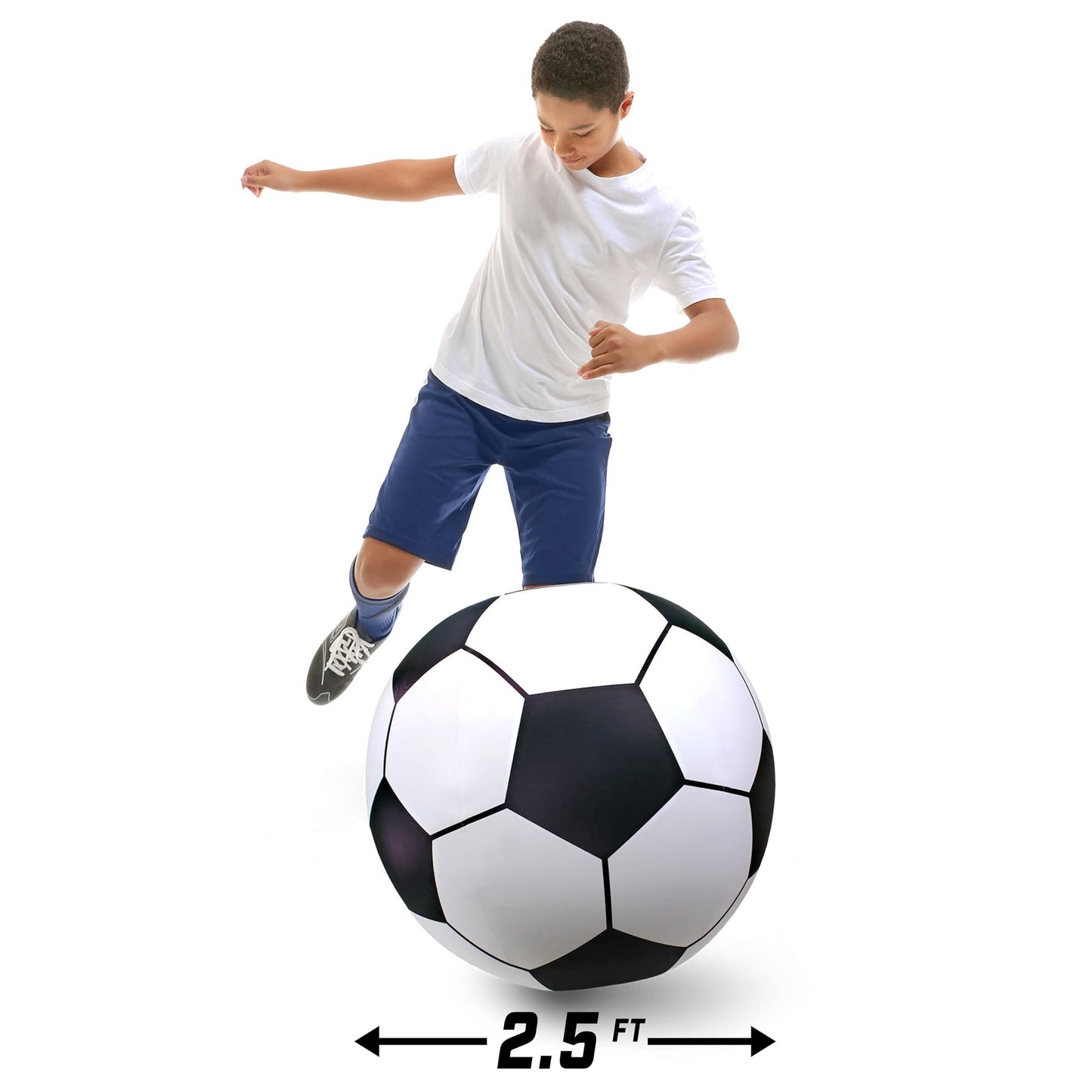 GoFloats Giant Inflatable Soccer Ball - Made From Premium Raft Grade Vinyl, Black & White 2.5 ft