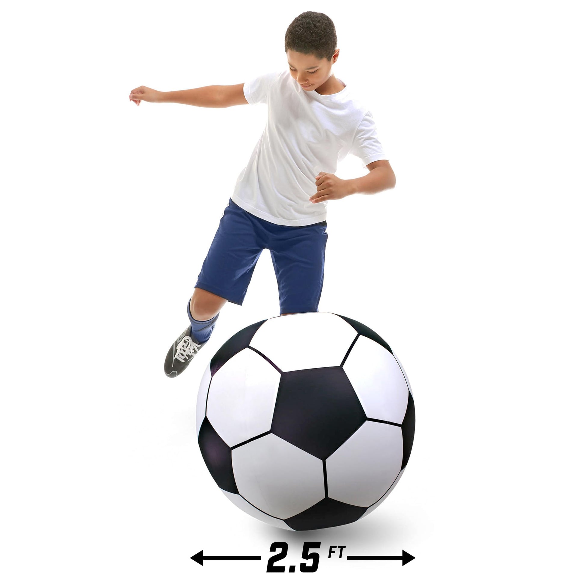 GoFloats Giant Inflatable Soccer Ball - Made From Premium Raft Grade Vinyl, Black & White 2.5 ft
