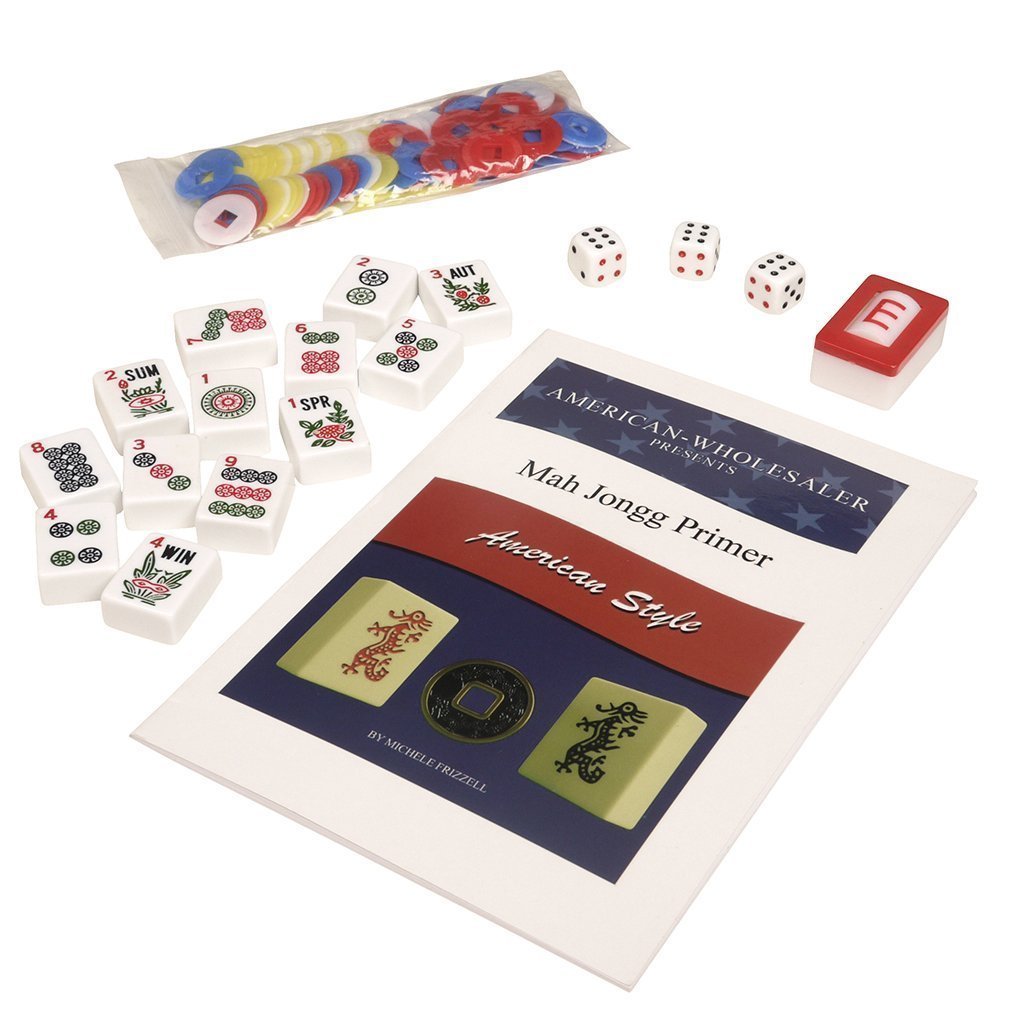 NEW! - American Mahjong Set - 166 White Tiles (All-in-One Rack/Pushers), Silver Aluminum Case - Large Classic Mah Jongg Game Set