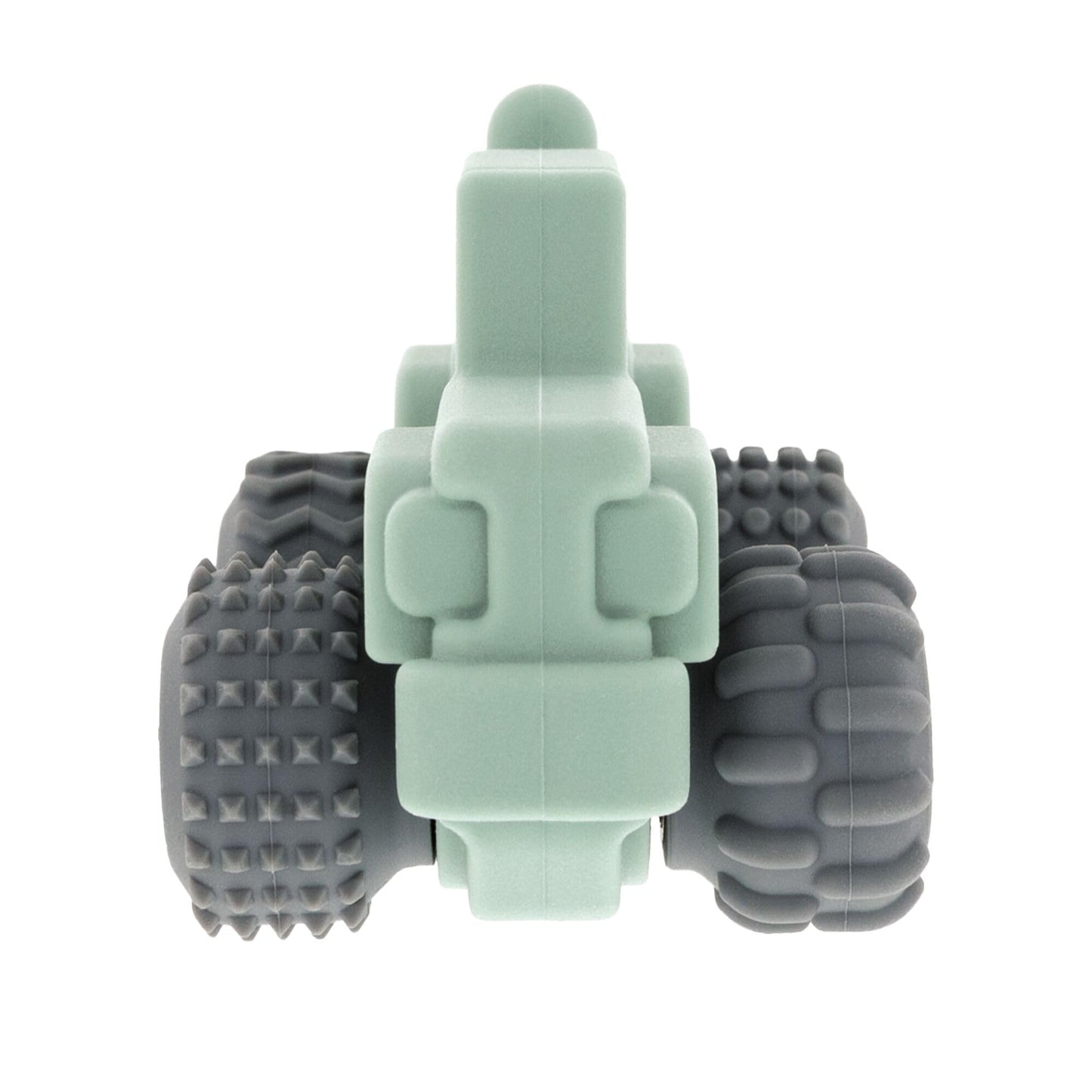 Nuby Silicone Teether Toy for Babies - Textured Teething Green Jeep Car with Moving Wheels - Soothes Sore Gums - Encourages Tactile Development