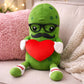 Mr. Pickle with Love Heart Valentines Day Plush Toy - 12 Inch Funny Stuffed Pickle Doll, Cute Hugging Plush Gift for Kids, Couples, Pickle Lovers