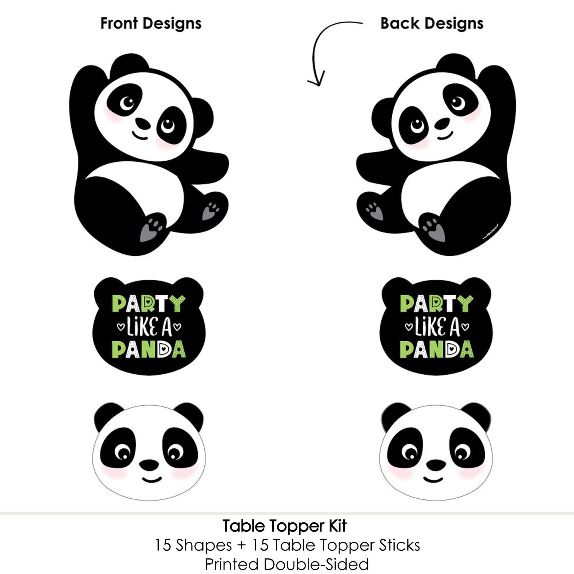 Big Dot of Happiness Party Like a Panda Bear - Baby Shower, Birthday Party Centerpiece Sticks - Table Toppers - Set of 15