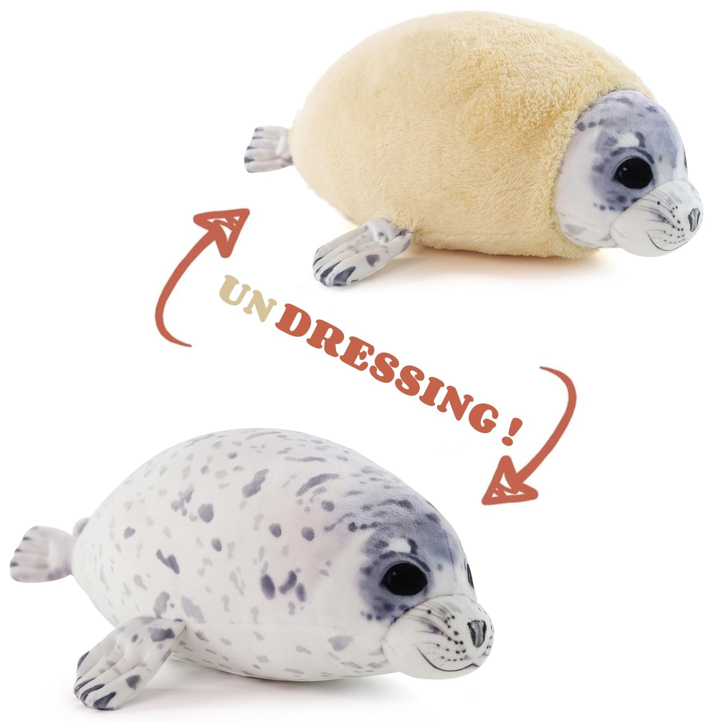 Chubby Blob Young Seal Pillow Soft Plushies, Cute Ocean Stuffed Animals Plush Toy, Room Decor,Throw Pillow Doll Big Plush Toys Gift