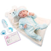 JC Toys - La Newborn Nursery | 8 Piece Bunting Soft Body Baby Doll Gift Set | 15.5" Life-Like Soft and Posable Newborn Doll with Accessories | Blue