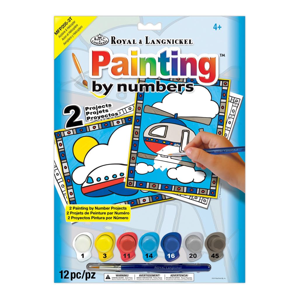 My First Paint By Number Kit 8.75"X11.375" 2/Pkg, Airplane & Helicopter