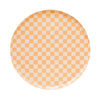 Jollity & Co Check It! Dinner Plates - Peaches N' Cream Paper Plates - Pack of 8 Paper Plates Disposable - Checkered Pattern Party Plates for Baby