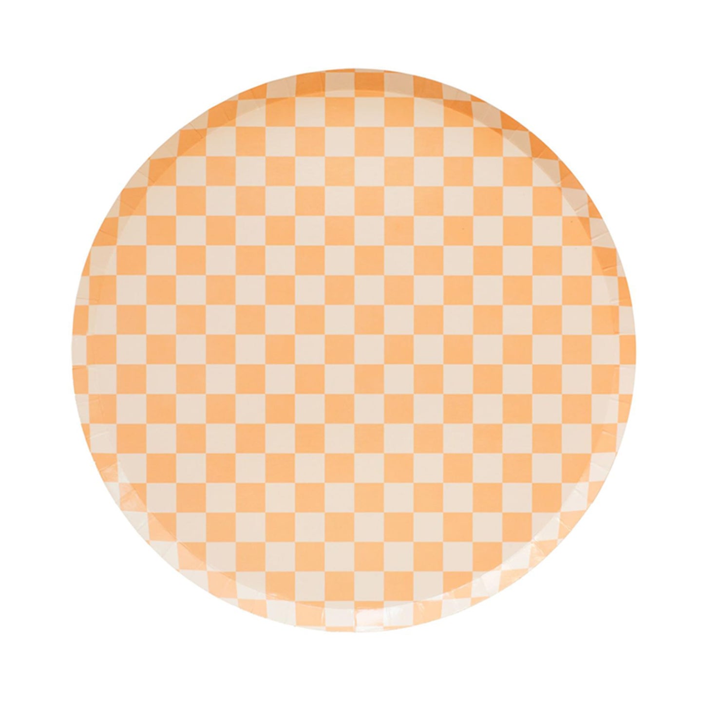 Jollity & Co Check It! Dinner Plates - Peaches N' Cream Paper Plates - Pack of 8 Paper Plates Disposable - Checkered Pattern Party Plates for Baby